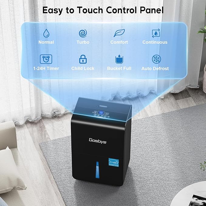 4500 Sq.Ft. Most Efficient Energy Star 2024 Dehumidifier for Basement with Drain Hose, Max 115 Pints/D Dehumidifier for Large Room, [45dB Quiet Compressor], Easy Drainage, Auto-restart, Black