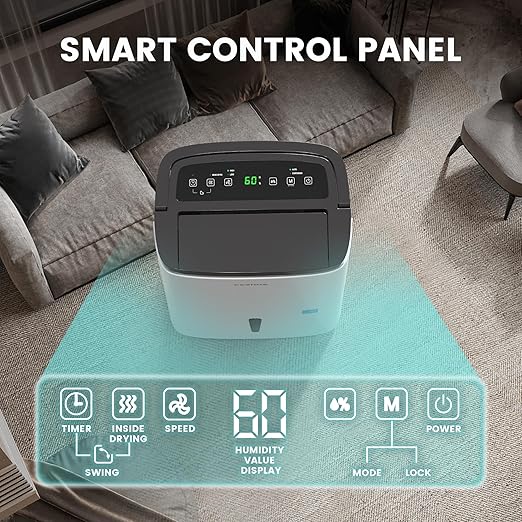 Kesnos 120 Pints 2025 Energy Star Dehumidifier for Home and Basement with Drain Hose, Ideal for Large Spaces Up to 6,000 Sq. Ft., Auto Defrost and Self Drying