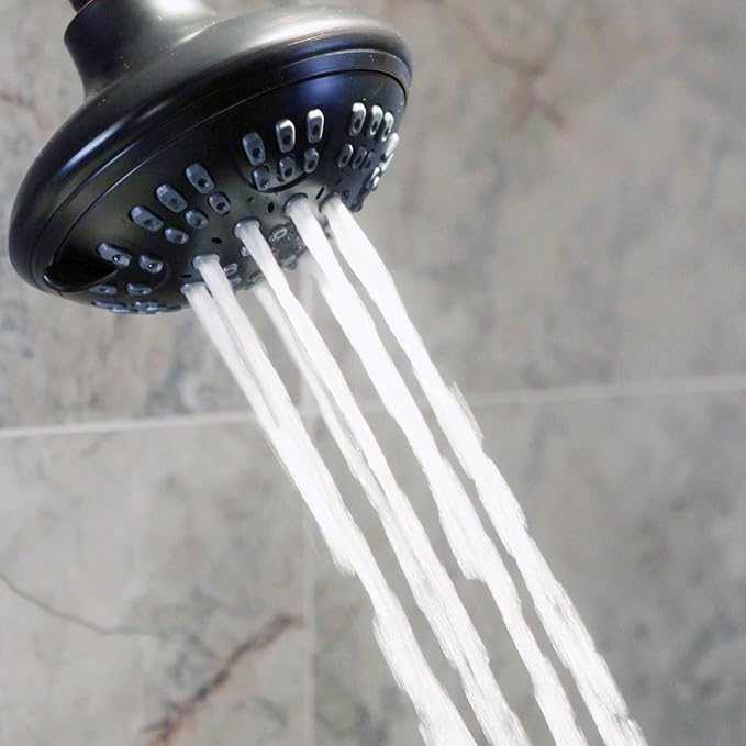 6 Function Adjustable Luxury Shower Head - High Pressure Boosting, Wall Mount, Bathroom Showerhead For Low Flow Showers, 2.5 GPM - Oil-Rubbed Bronze