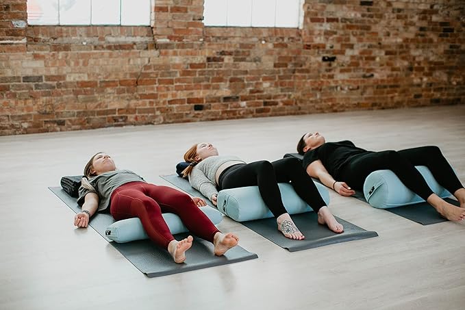 Hugger Mugger Round Yoga Bolster - Firm Round Shape, Higher Profile, Great Under Knees, Soft Support, Handmade in The USA-FlexoryFit