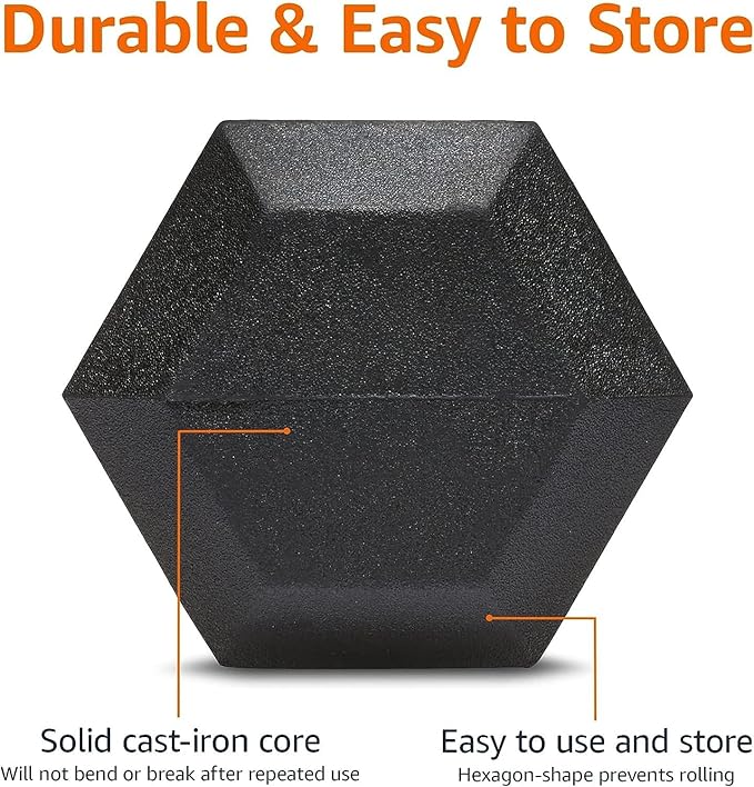 Amazon Basics Rubber Hex Dumbbell Hand Weight-FlexoryFit
