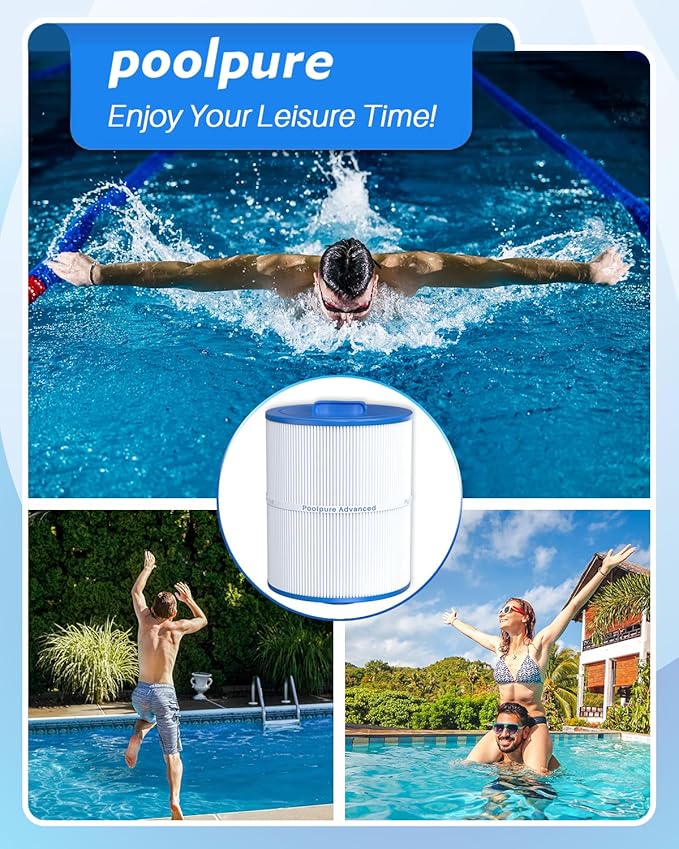 POOLPURE 6CH-352 Hot Tub Filter Replaces Artesian Spas 06-0014-12, Master Spas PMA-R1, X268546, PAS40-F2M, Unicel 6CH-352, Filbur FC-0312, AK-90131, 40 Sq. Ft Spa Filter Cartridge, 2 Pack