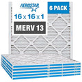 Aerostar 16x16x1 MERV 13 - 6 Count - Pleated HVAC, Furnace & Air Conditioner Filters - Removes Bacteria, Dust, Cold & Flu Germs, Lint, Mold, Pet Dander, Allergy-Causing Pollen, Smog, Smoke & Viruses