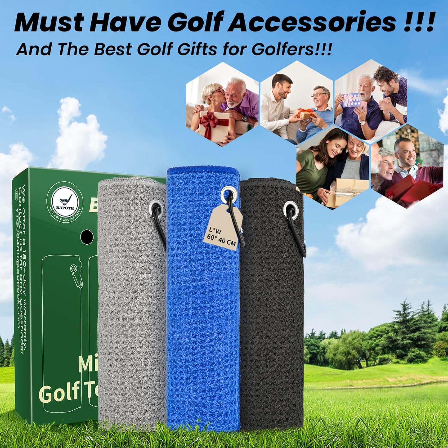 Golf Club Cleaner, Non-Leaking Stretchable Golf Club Brush with Microfiber Golf Towel (23.6 * 15.7 in), Strong Bristles Golf Brush Can Hold 5oz Water, Essentials Golf Accessories for Men