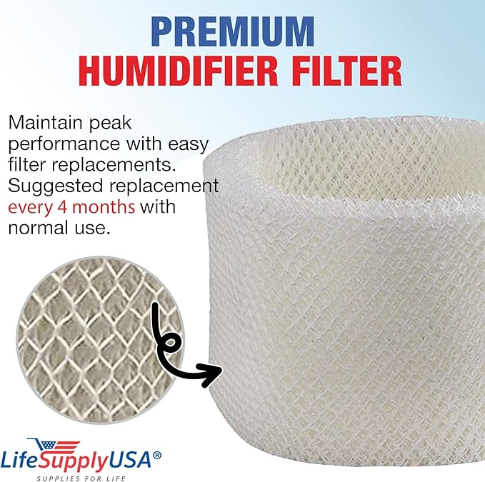 LifeSupplyUSA Humidifier Filter Replacement Wick Filter E Compatible with Honeywell Quietcare HCM-6009, HCM-6011i, HCM-6012i, HCM-6013i, HC-14, HW-14 (3-Pack)