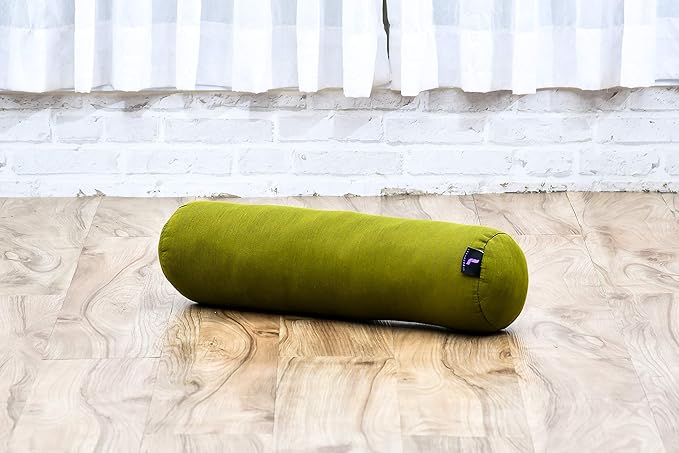 Leewadee Small Yoga Bolster – Shape-Retaining Cervical Neck Roll, Tube Pillow for Comfortable Reading, Kapok Filling, 22 x 6 x 6 inches-FlexoryFit