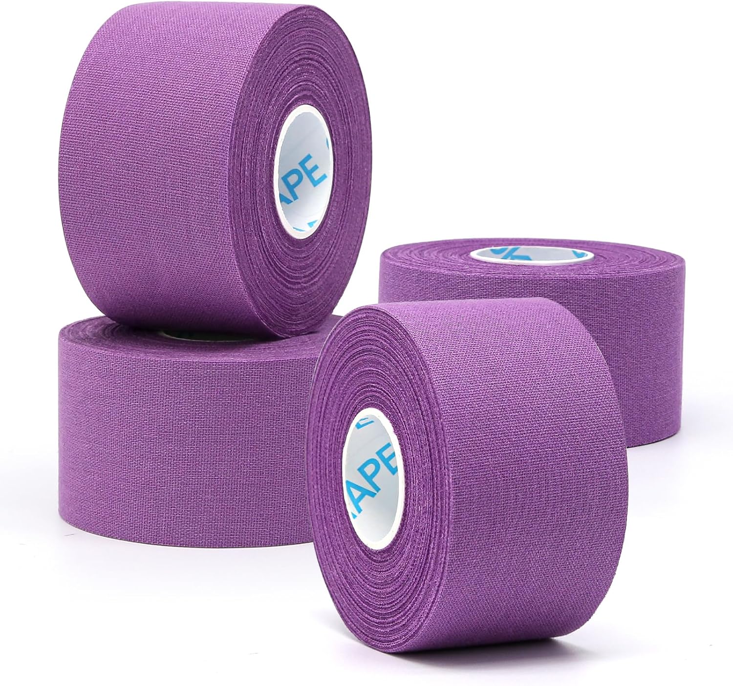 OK TAPE 4 Rolls Athletic Tape, Sports Tape for Injuries, Rigid, Easy Tear Medical Tape, Wrist Tape, No Sticky Residue | Secure Ankle, Finger, Knee- 1.5inch x 15yards (Purple)