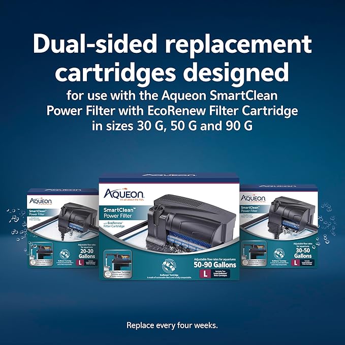 Aqueon Genuine EcoRenew Filter Cartridges, for Freshwater and Saltwater Aquariums, Large, 3-Pack
