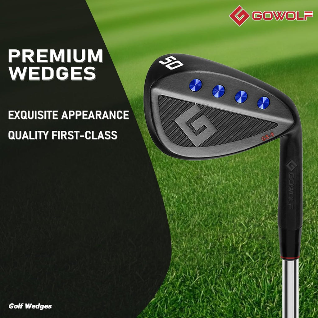 Gowolf Premium Forged Full Face Golf Wedges 50/52/54/56/58/60 Degree Individual or Sets for Men, Right Hand Gap Wedge Sand Wedge Lob Wedge, Golf Clubs CNC Milled Face for More Spin - Great Golf Gifts