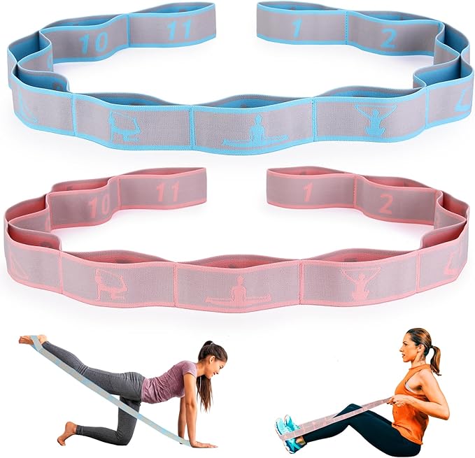 Elastic Yoga Stretching Strap with Loops, CEILIWEN Stretch Straps For Physical Therapy, Pilates Stretch Band, Elastic Exercise Bands, Leg Stretching Strap, Stretch Resistance Bands For Exercise-FlexoryFit