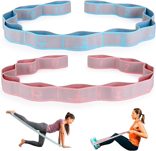 Elastic Yoga Stretching Strap with Loops, CEILIWEN Stretch Straps For Physical Therapy, Pilates Stretch Band, Elastic Exercise Bands, Leg Stretching Strap, Stretch Resistance Bands For Exercise-FlexoryFit