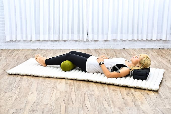 Leewadee Small Yoga Bolster – Shape-Retaining Cervical Neck Roll, Tube Pillow for Comfortable Reading, Kapok Filling, 22 x 6 x 6 inches-FlexoryFit
