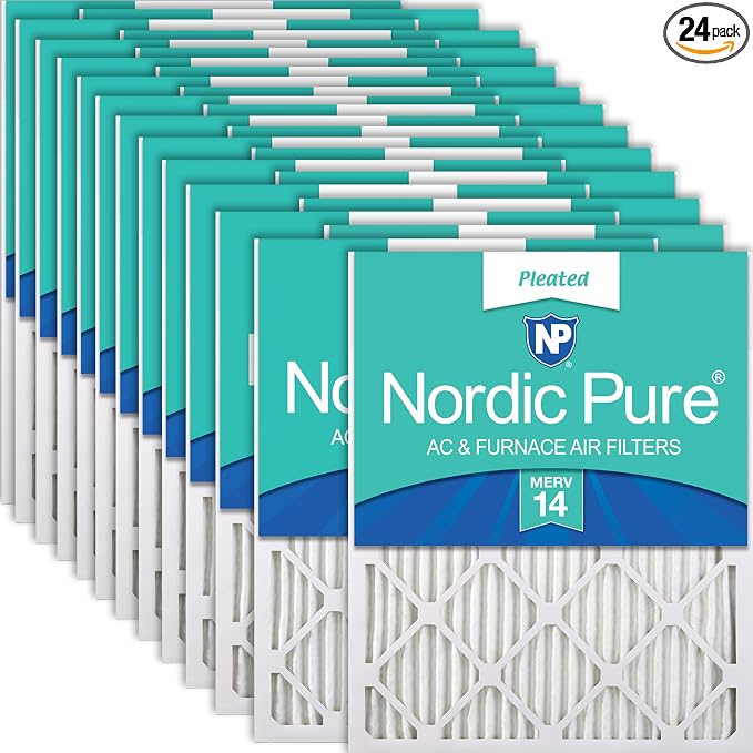 Nordic Pure 16x25x1 Pleated MERV 14 Air Filters 24 Pack by NordicPure