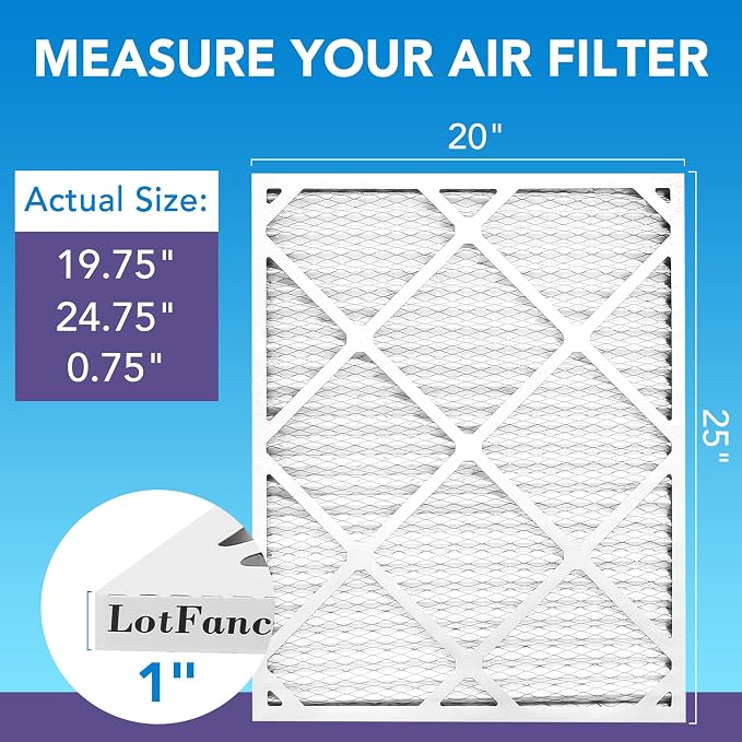 LotFancy 20x25x1 Air Filter MERV 11 6-Pack, Electrostatic Pleated AC Furnace - Image 2
