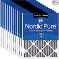 Nordic Pure 16x24x1 (15 1/2 x 23 1/2 x 3/4) Furnace Air Filters MERV 12 Pleated Plus Carbon 12 Pack