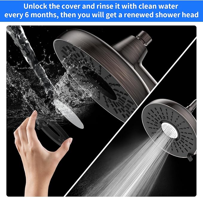 Filtered Shower Head- 8 Inches High Pressure Fixed Rain Showerhead with Filter - filtro para ducha de baño (Luxurious ORB)