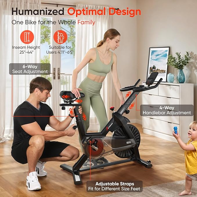Exercise Bike, Stationary Bike for Home/Indoor Cycling Bike Silent Belt Drive, Stationary Bike with 300lbs Weight Capacity w/Comfortable Seat Cushion & Tablet Mount