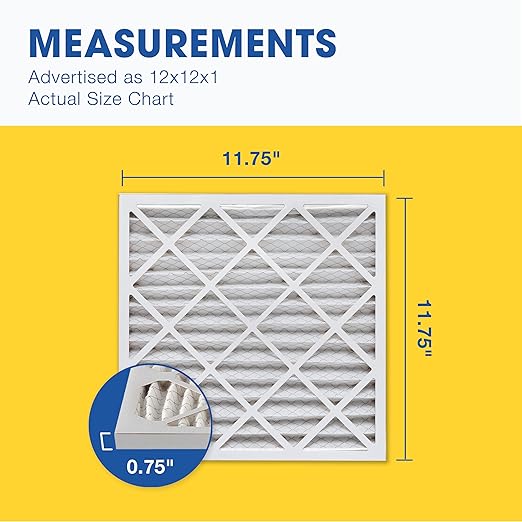 Aerostar 12x12x1 MERV 11 - 6 Count - Pleated HVAC, Furnace & Air Conditioner Filters - Removes Dust, Cold & Flu Germs, Lint, Mold, Pet Dander, Allergy-Causing Pollen, Smog & Smoke