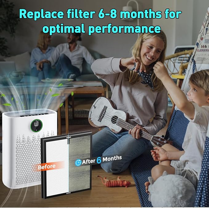 Replacement Filter Compatible with ECOSELF HAP603 Air Puri-Fier, 2-in-1 H13 Grade Filter with Active Carbon, 2 Pack HAP603 Filter, White