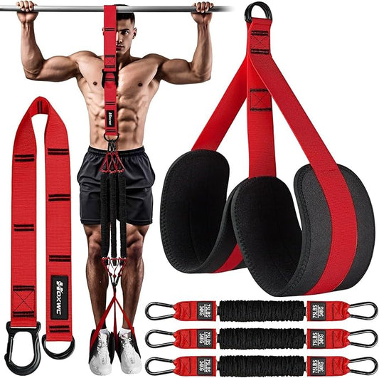 Pull Up Assistance Bands, Adjustable Heavy Duty Resistance Band for Pull Up, 3 Pull Up Bands, Comfortable Fabric Feet/Knee Rest, Assistance Bands for Pull-Up, Home Fitness, Body Stretching-FlexoryFit