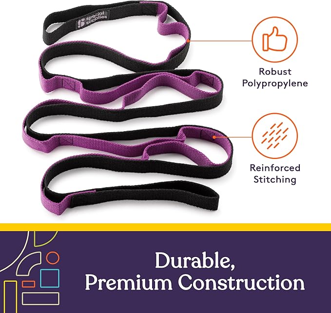 SPECIAL SUPPLIES Yoga Strap for Stretching, Stability Training, Fitness, Flexibility, Physical Therapy, Home Workout Equipment, Strength Training, and Pilates (Purple)-FlexoryFit