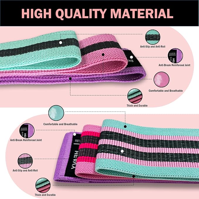 Long and Short Fabric Resistance Bands with Door Anchor 7 PCS, Non-Slip Stretch Booty Bands for Working Out Women & Men, Loop Exercise Elastic Bands for Home Physical Therapy Yoga Pilates-FlexoryFit