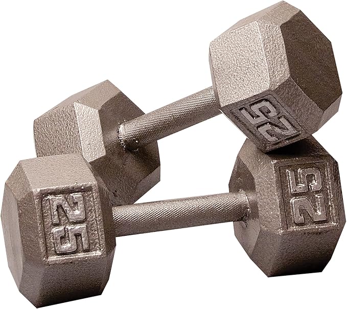 Body-Solid Cast Iron Hexagon Dumbbell, Hand Weights For Men and Women, Weight Dumbbells for Strength Training, Body Building Home Gym Training Gear-FlexoryFit