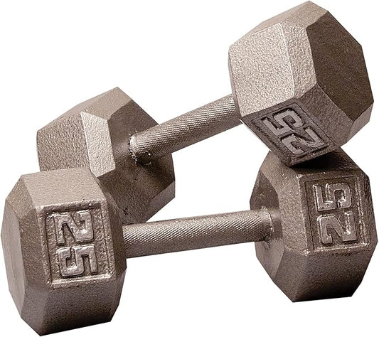 Body-Solid Cast Iron Hexagon Dumbbell, Hand Weights For Men and Women, Weight Dumbbells for Strength Training, Body Building Home Gym Training Gear-FlexoryFit