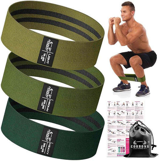 Fabric Resistance Bands for Working Out - Exercise Bands for Women and Men, Booty Bands for Legs and Glute, Yoga, Pilates, Rehab, Fitness and Home Workout-FlexoryFit