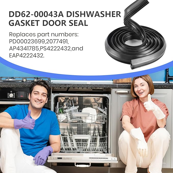 Upgrade DD62-00043A For Samsung Dishwasher Front Tub Door Seal Gasket, Upgrade Rubber - Compatible with samsung Dishwashers Parts