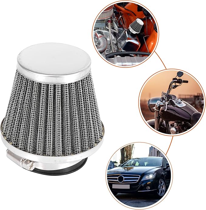Motoforti 4pcs Universal 42mm Air Filter Cleaner Round Tapered Replacement for Motorcycle Black