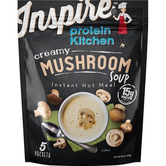 Inspire Creamy Mushroom 15g Protein Instant Soup by Bariatric Eating (5 Packets)-FlexoryFit