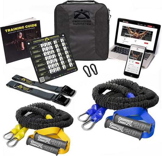 Crossover Symmetry Shoulder System Includes Two Sets of Resistance Bands Attachments Training Guide Exercise Chart Online Workouts for Home Fitness Rehab Rotator Cuff Exercises-FlexoryFit