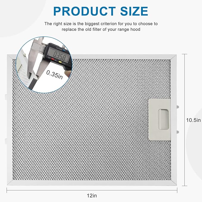 Updated W10169961A Range Hood Filter Replacement 10.5 X 12 in Fit for Whirlpool Hoods KXI2536YSS JVI0636LS0 GXW6530DXS3 Replaces W10875058 W11245983 Hood Vent Grease Filter by AMI PARTS (3 pack)