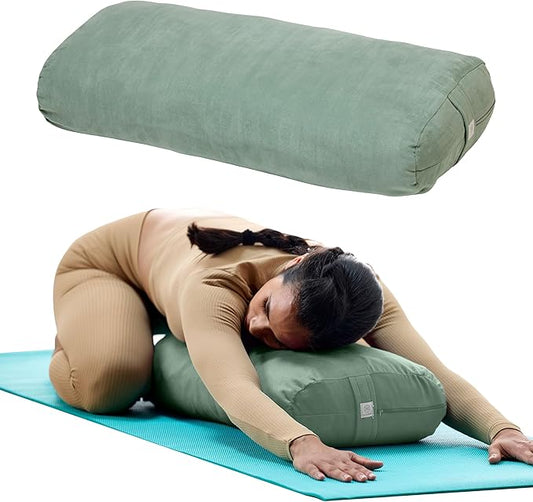 Gaiam Yoga Bolster - Long, Rectangular Meditation Pillow - Supportive Cushion for Restorative Yoga and Sitting on the Floor - Built-In Carrying Handle - Machine Washable Cover'-FlexoryFit
