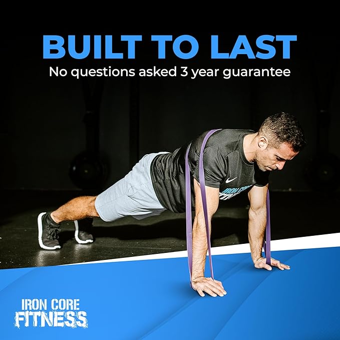 Pull Up Assistance Resistance Bands - Long Loop Power Bands for Men and Women - Strength Power Flexibility Training at Home & Gym - Ebooks & Workout Chart Included by Iron Core Fitness-FlexoryFit