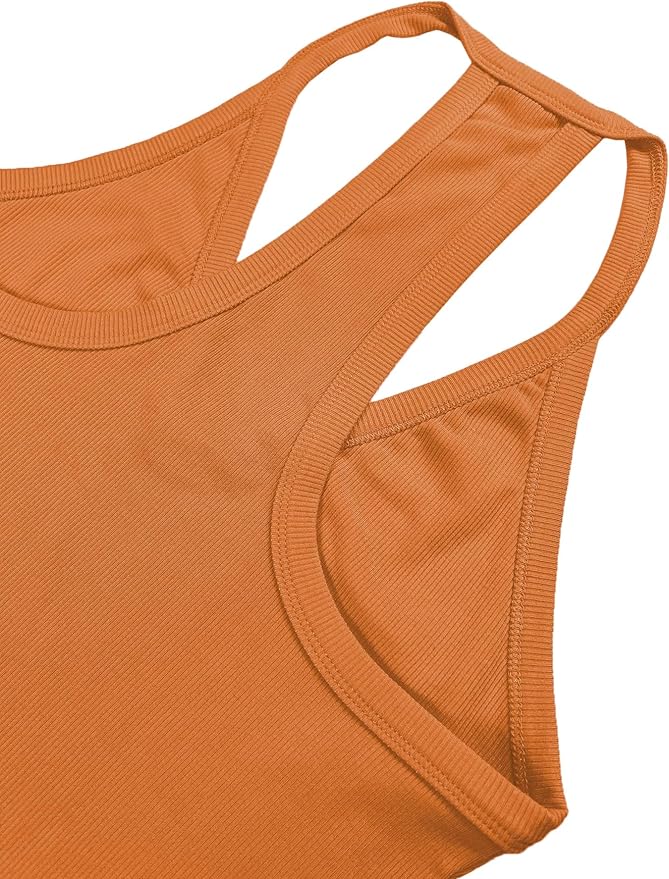 iGENJUN Workout Tops for Women Racerback Basic Tank Summer 2025 Camisole V Neck Slim Fit Ribbed Sleeveless-FlexoryFit