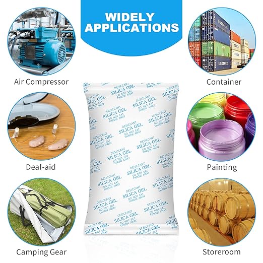 Desiccant Packs – 500 Gram 6 Packs Silica Packets for Moisture Control, Silica Gel Car Dehumidifier by Reusable, Large Moisture Absorbers for Electric Tool, Basement, 3D Filaments and Safes