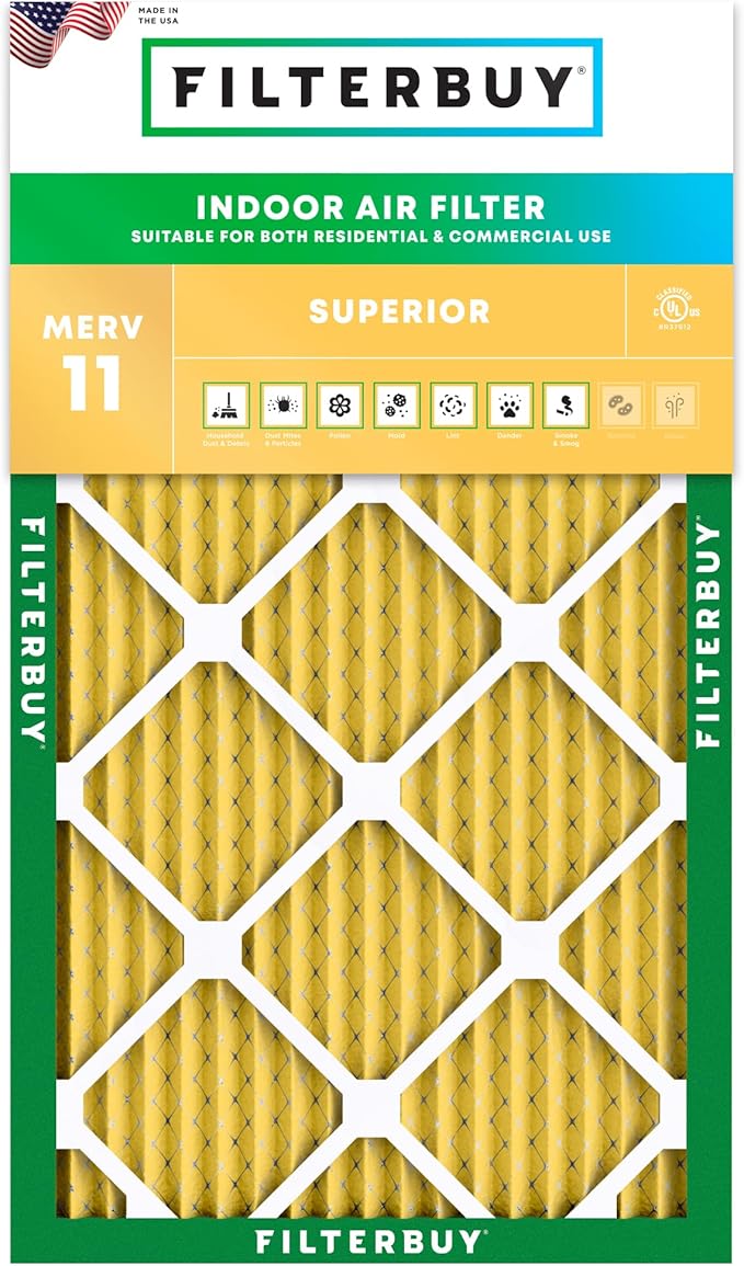 Filterbuy 8x30x1 Air Filter MERV 11 (MPR 1200) Allergen Defense Replacement (1-Pack), Electrostatic Pleated HVAC AC Furnace Filters, Made in USA (Actual Size: 7.50 x 29.50 x 0.75)