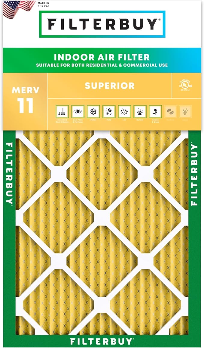 Filterbuy 16x32x1 Air Filter MERV 11 (MPR 1200) Allergen Defense Replacement (1-Pack), Electrostatic Pleated HVAC AC Furnace Filters, Made in USA (Actual Size: 15.50 x 31.50 x 0.75)