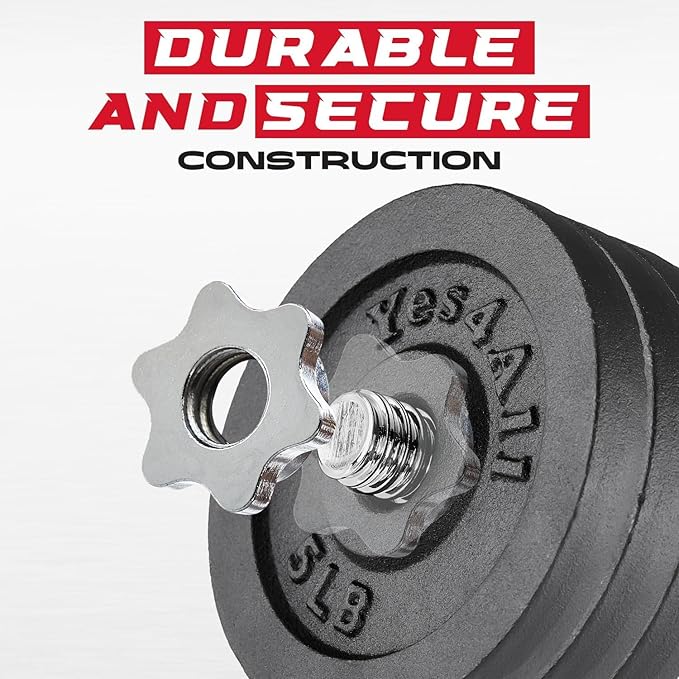 Yes4All Old School Adjustable Dumbbell Set with Weight Plates, Star Lock Collars/Connector, 40lbs to 200lbs Adjustable Weight Plates Set-FlexoryFit