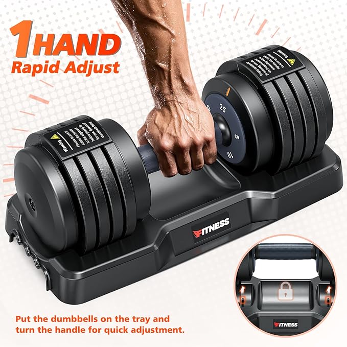 Adjustable Dumbbells Set of 2, 1 Hand Adjustable Weights Dumbbells Set, 5 in 1/10 in 1 Free Dumbbell with Anti-Slip Texture Handle, 25/55/80lb Pair Weight Set For Home Gym Suit both Men and Women-FlexoryFit
