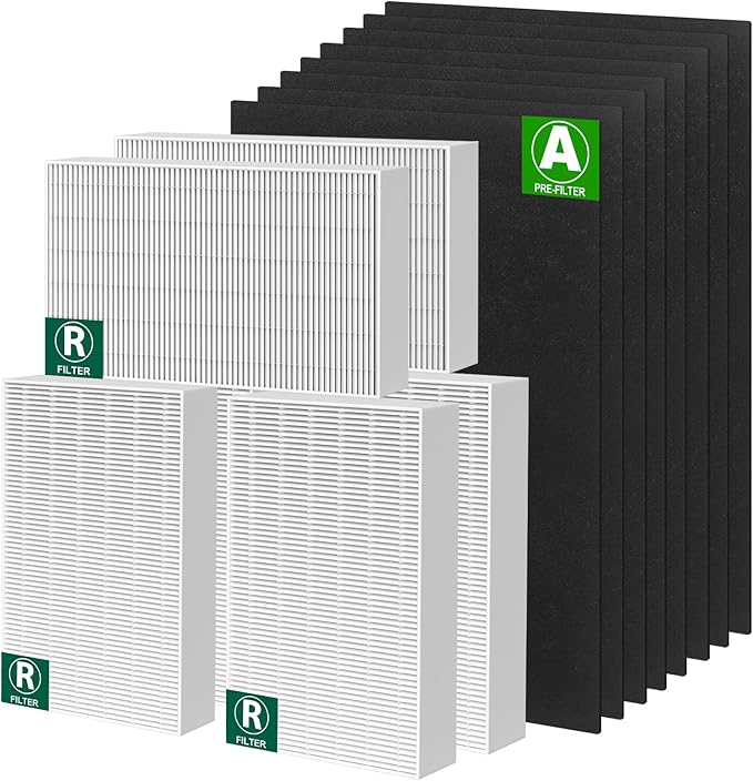 HPA300 HEPA Filter Replacement for Honeywell HPA300 Air Purifier Filters Compatible with HPA300 HPA304, HPA3100-3300, HPA5100-5300 Series, HRF-R3, HRF-R2, 6 HEPA Filter R + 8 PreFilter A