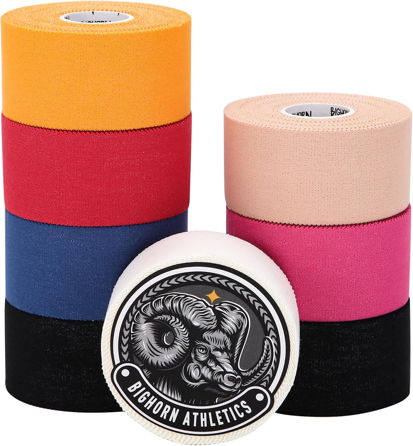 Bighorn Athletics Sports Tape | EZ-Tear Red Athletic Tape for Wrist, Hand, Ankle & Foot Support | Zinc Oxide Infused & Latex-Free Adhesive, Breathable Cotton Fabric, 1.5-Inch x 45-Feet, 4 Rolls, Red