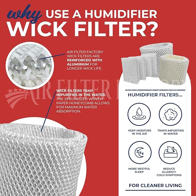 Air Filter Factory Wick Filter HW600, Filter T Replacement for Honeywell Humidifier Wick Filters 2-Pack