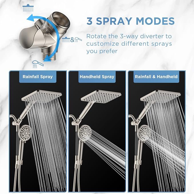 MakeFit Dual Filtered Rain Shower Head Combo, High Pressure Handheld Shower Head - Image 6