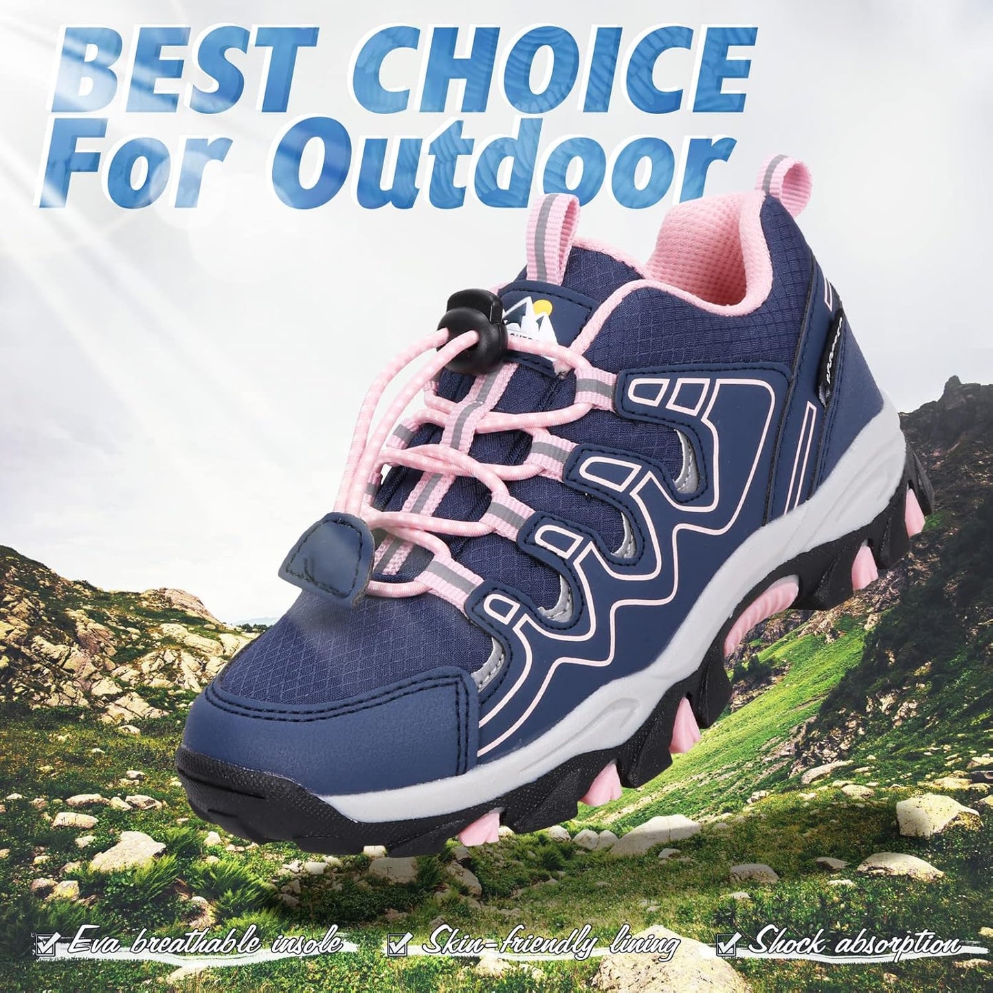 UOVO Boys Girls Kids Sneakers Hiking Running Outdoor Walking Tennis Shoes Waterproof Non Slip Fashion Sneakers(Little/Big Kids