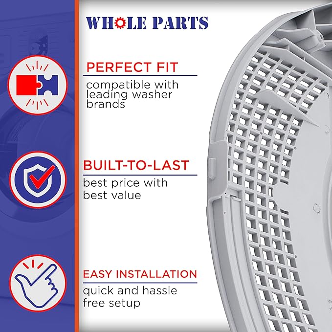 Whole Parts Dryer Lint Screen Grille Part # W11117302, Replacement Cover Compatible With Some Whirlpool, Kenmore, Maytag Dryers - Replaces 8544723, W10685670, & WP8544723 Models - 2 Yr Warranty