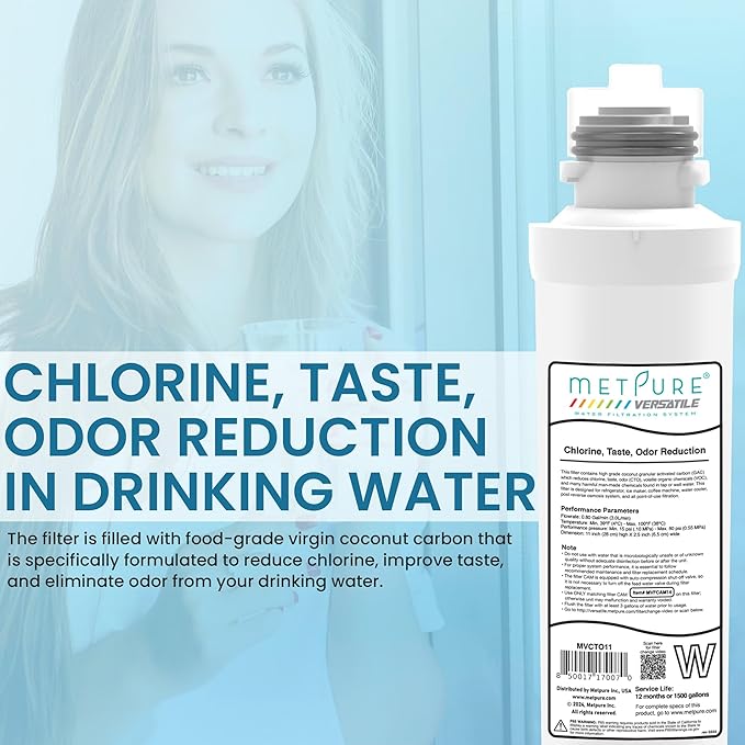 Versatile Inline MVCTO11-KIT Quick Twist Water Filter 1/4" for Refrigerator, Ice Maker, Coffee Maker, Reduces Bad Taste, Odor, Chlorine in Drinking Water. Complete Kit.