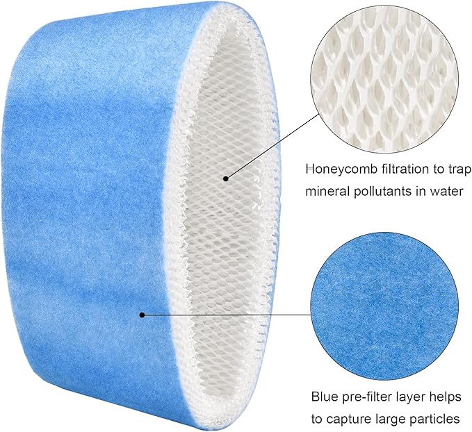 Humidifier Filter Replacement Humidifier Wick Filters Upgraded Blue Mesh Layer Compatible with Honeywell HCM-6009 HCM-6011 HM-3500 HEV680 HEV685, Part HC-14V1 HC-14 HC-14N Wicking Filter E, 3Pack